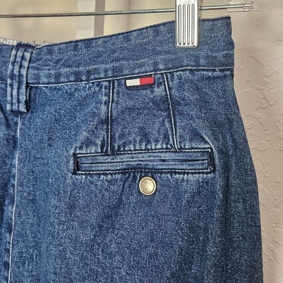 Tommy Hilfiger Jeans Y2K VTG 90s Flag‎ Denim Midi Skirt Button Front Cotton USA - Picture 5 of 9